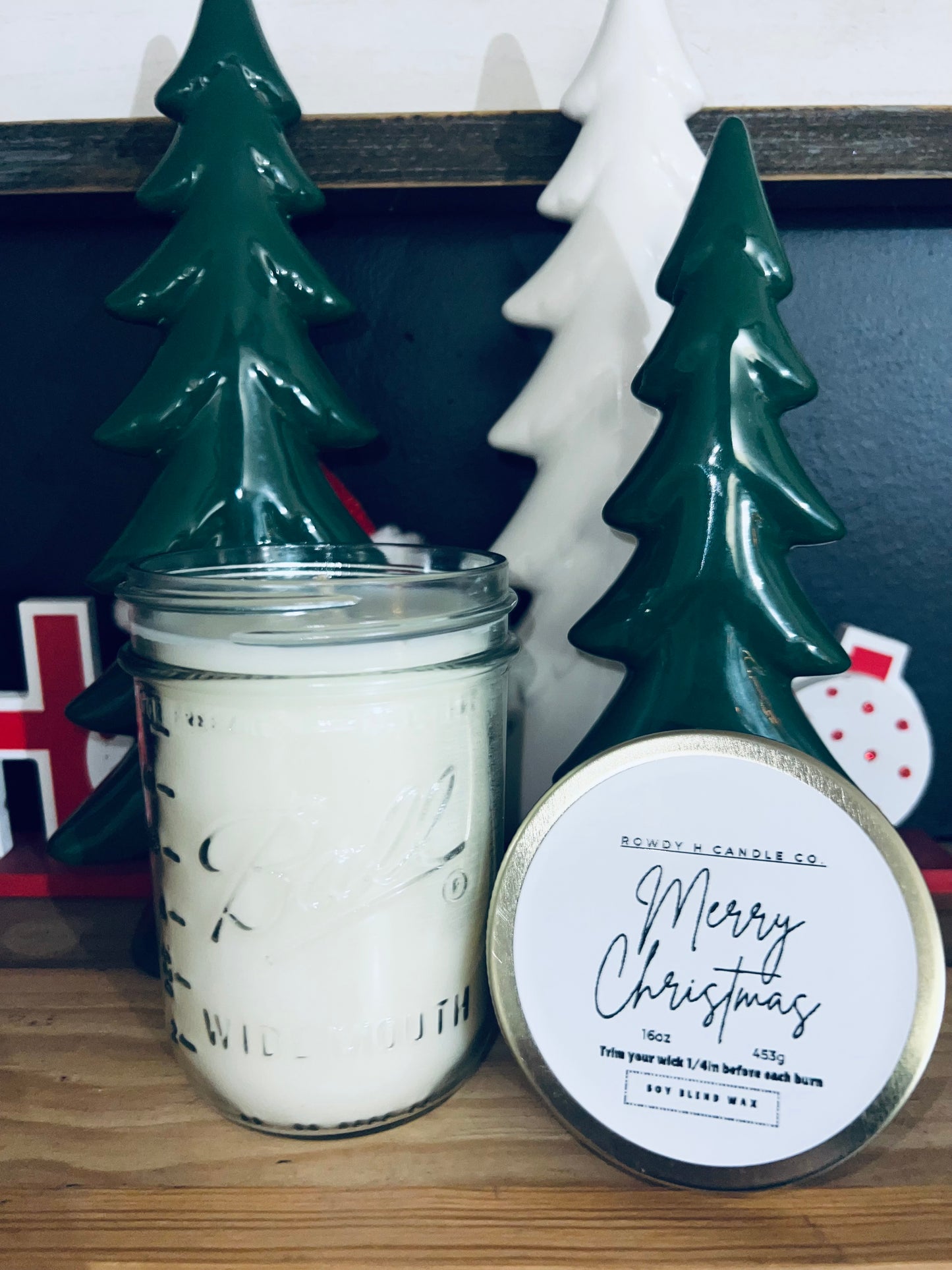 16oz | Christmas| mason jar candle [Burn Time 80hrs]