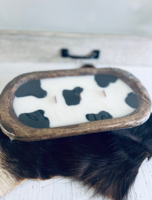 Cow Print Dough bowl candle (Refillable)